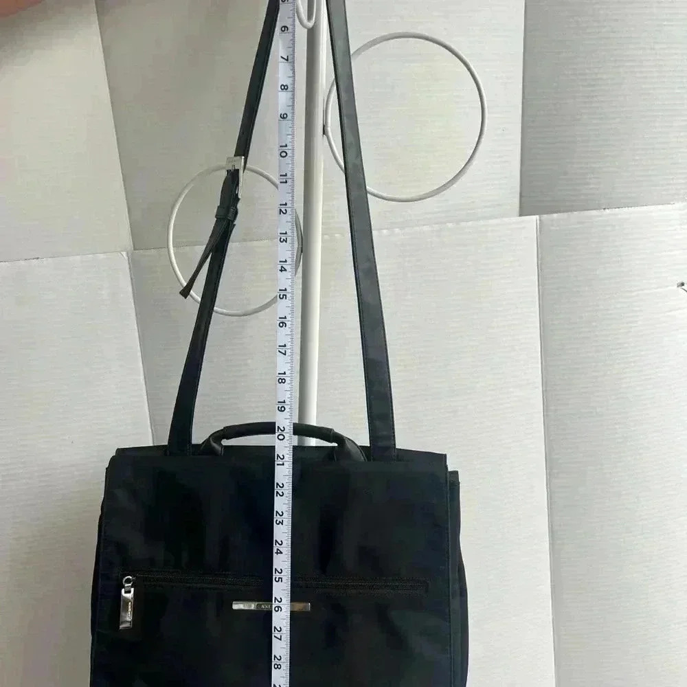 Nine West Black Tote Bag Handbag Purse Laptop Bag Black shoulder strap. - Picture 5 of 11